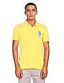 U.S. Polo Assn. Men Yellow Ribbed Collar Pique Polo Shirt