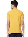 AD by Arvind Men Golden Yellow Cotton Solid Polo Shirt