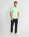Arrow Sports Patterned Collar Solid Polo Shirt