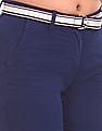 Tommy Hilfiger Women Blue Cotton Stretch Dobby Pants