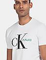 Calvin Klein Men White Slim Fit Punjab Monogram Print T-Shirt