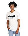 Aeropostale Men White Cotton Appliqued Logo T-Shirt