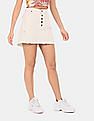 Aeropostale Women White Distressed Denim Skirt
