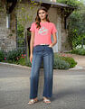 U.S. Polo Assn. Women High Rise Wide Leg Fit Pintuck Jeans