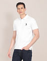 U.S. Polo Assn. Men White Solid Cotton Polo Shirt