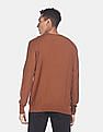 GAP Men Brown Ribbed Crew Neck Solid Sweater