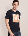 U.S. Polo Assn. Men Navy Brand Printed Cotton T-Shirt