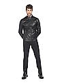 Flying Machine Mandarin Collar Solid Biker Jacket