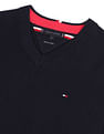 Tommy Hilfiger Men Navy Pure Cotton Basket Weave Sweater Vest