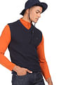 Tommy Hilfiger Men Navy Pure Cotton Basket Weave Sweater Vest