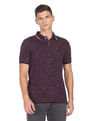 Arrow Sports Striped Collar Heathered Cotton Polo Shirt