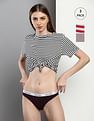 Calvin Klein Underwear Women Assorted Contrast Waistband Low Rise Bikini Panties - Pack Of 3