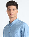 Flying Machine Spread Collar Geometric Print Shirt