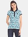 U.S. Polo Assn. Women All Over Print Pique Polo Shirt