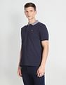 Arrow Sports Stripe Collar Pique Polo Shirt