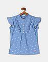 U.S. Polo Assn. Kids Girls Blue Ruffled Printed Top