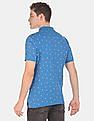 Aeropostale Men Blue Short Sleeve Patterned Weave Pique Polo Shirt