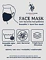 U.S. Polo Assn. Unisex Adults Maroon Triple Layer Anti Bacterial Reusable Outdoor Face Masks - Pack Of 3