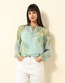 U.S. Polo Assn. Women Abstract Printed Chiffon Top