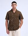 Flying Machine Geometric Print Seersucker Shirt