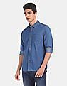Flying Machine Spread Collar Washed Denim Shirt