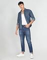 Flying Machine Mid Rise Slash Slim Tapered Fit Jeans