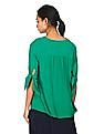 Tommy Hilfiger Women Green Notch Collar Solid Top