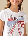 U.S. Polo Assn. Kids Girls Bow Print Relaxed Fit T-Shirt