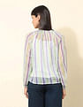 U.S. Polo Assn. Women Chiffon Sheer Vertical Striped Top