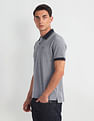 Arrow Sports Patterned Collar Heathered Polo Shirt