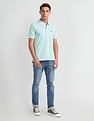 Arrow Sports Striped Collar Solid Polo Shirt