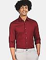 Calvin Klein Men Dark Red Slim Fit Solid Casual Shirt