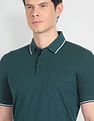 Arrow Tipped Collar Solid Polo Shirt