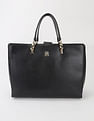 Tommy Hilfiger Solid Black Pu Handbag