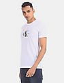 Calvin Klein Men White Slim Fit Small Monogram Logo T-Shirt