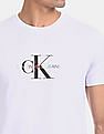 Calvin Klein Men White Slim Fit Small Monogram Logo T-Shirt