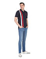 AD by Arvind Cotton Modern Fit Striped Polo Shirt