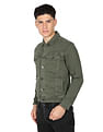 Flying Machine Spread Collar Solid Denim Jacket