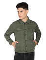 Flying Machine Spread Collar Solid Denim Jacket