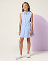 U.S. Polo Assn. Kids Girls Vertical Striped Fit And Flare Dress