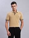 Tommy Hilfiger Mens Beige Solid Polo Shirt