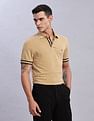 Tommy Hilfiger Mens Beige Solid Polo Shirt