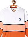 U.S. Polo Assn. Kids White And Orange Boys Colour Block Polo Shirt