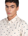 Flying Machine Geometric Print Twill Weave Shirt