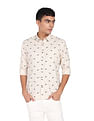 Flying Machine Geometric Print Twill Weave Shirt