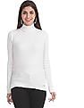 U.S. Polo Assn. Women White Turtleneck Rib Knit Top