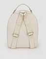 Tommy Hilfiger Solid Beige PU Backpacks