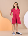 U.S. Polo Assn. Kids Girls Vertical Stripe Cotton Dress