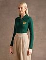 U.S. Polo Assn. Women Crest Logo Long Sleeve Polo Shirt