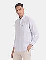 U.S. Polo Assn. Vertical Stripe Button Down Collar Linen Casual Shirt